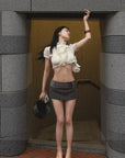 Hydrae Low Rise Pinstripe Micro Mini Skirt Shorts