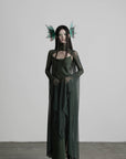 DOINDULGE Slip Maxi Dress Mesh Cape Set