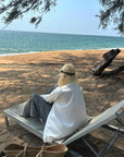 Rase le sol Draped Oversized White Shirt