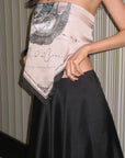0122stepll Sculpted Asymmetrical Tube Top with Graphic Print