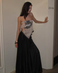 0122stepll Sculpted Asymmetrical Tube Top with Graphic Print
