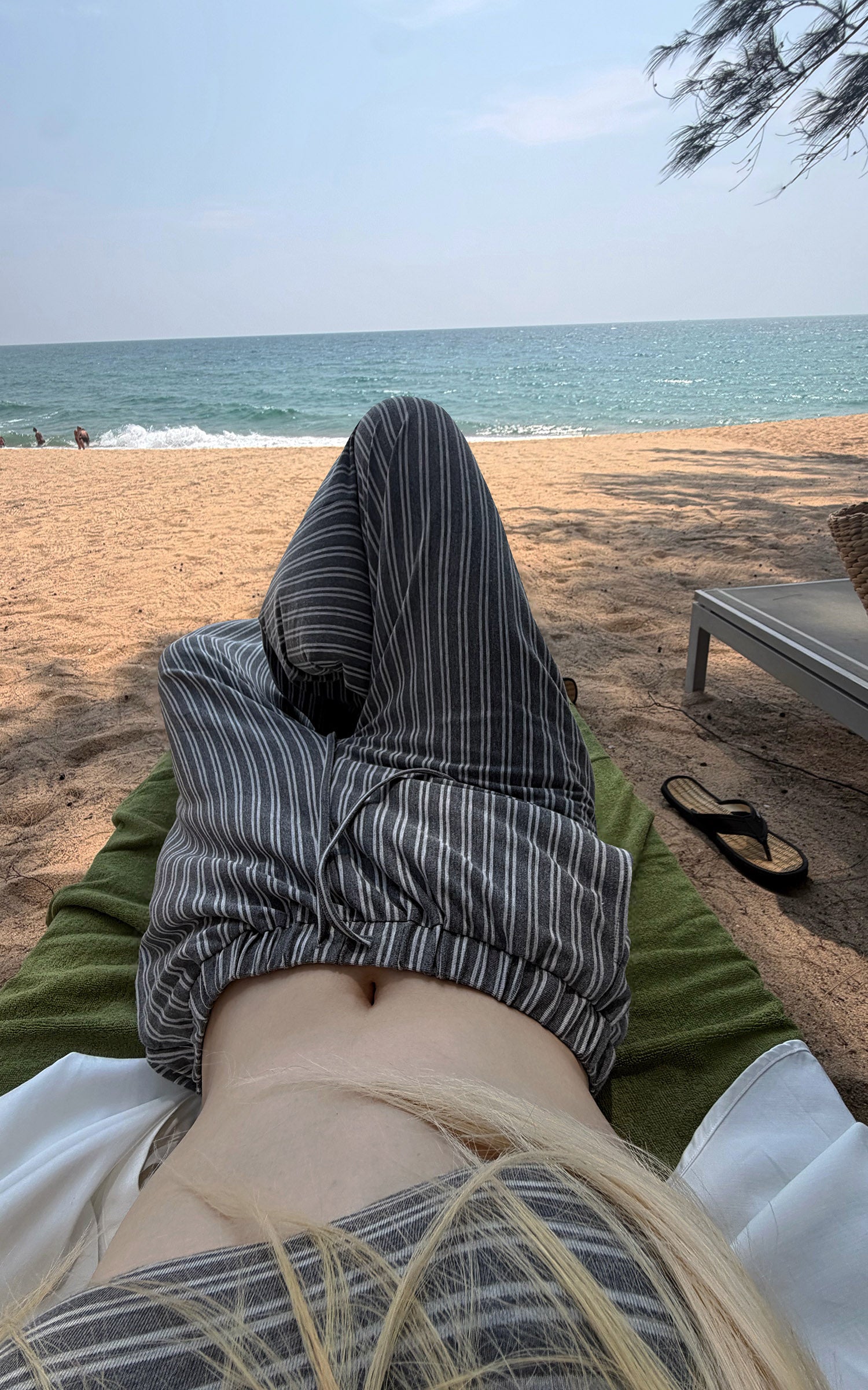 Rase le sol Striped Halter Bra and Relaxed Draped Lounge Pants Set