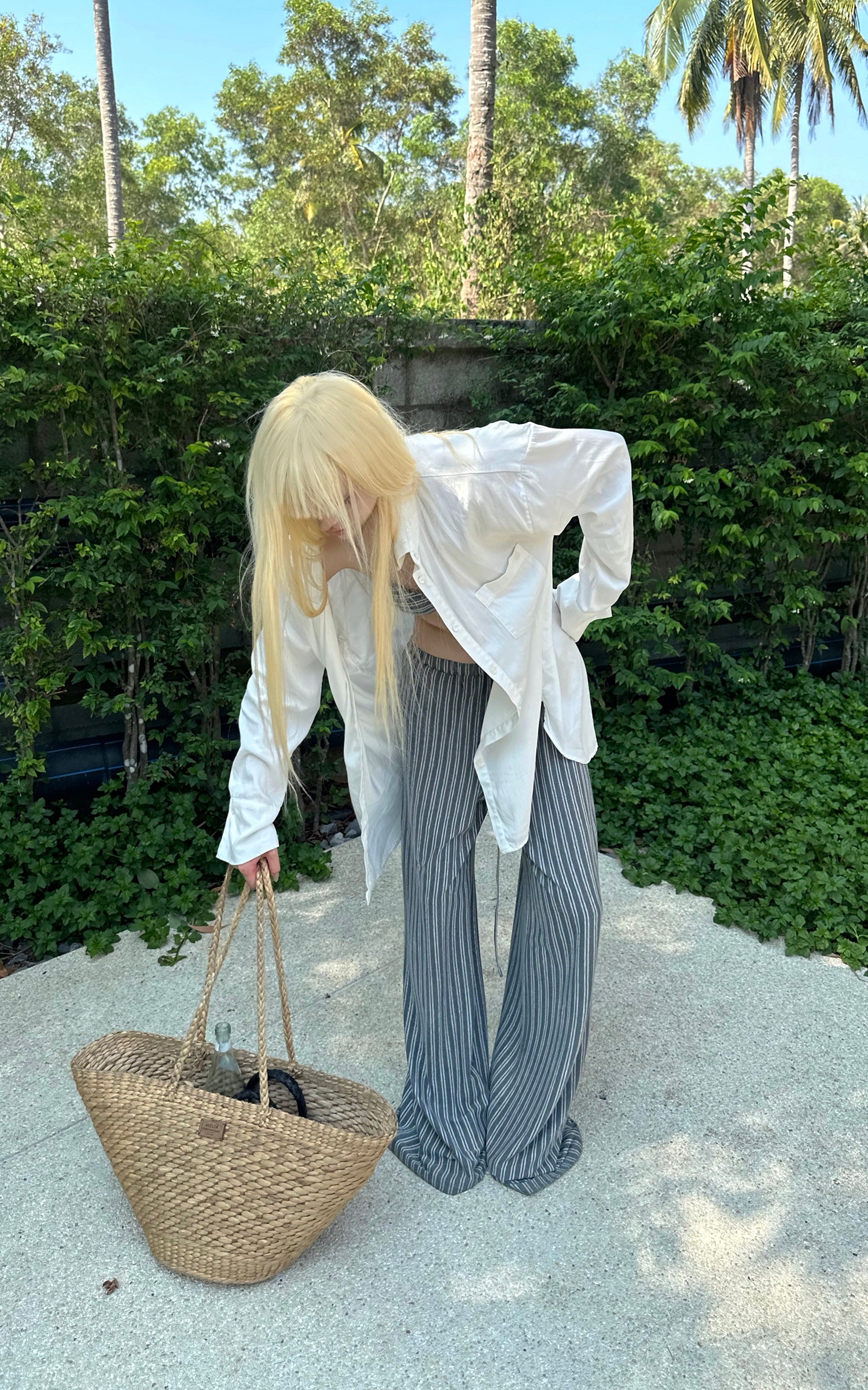 Rase le sol Draped Oversized White Shirt