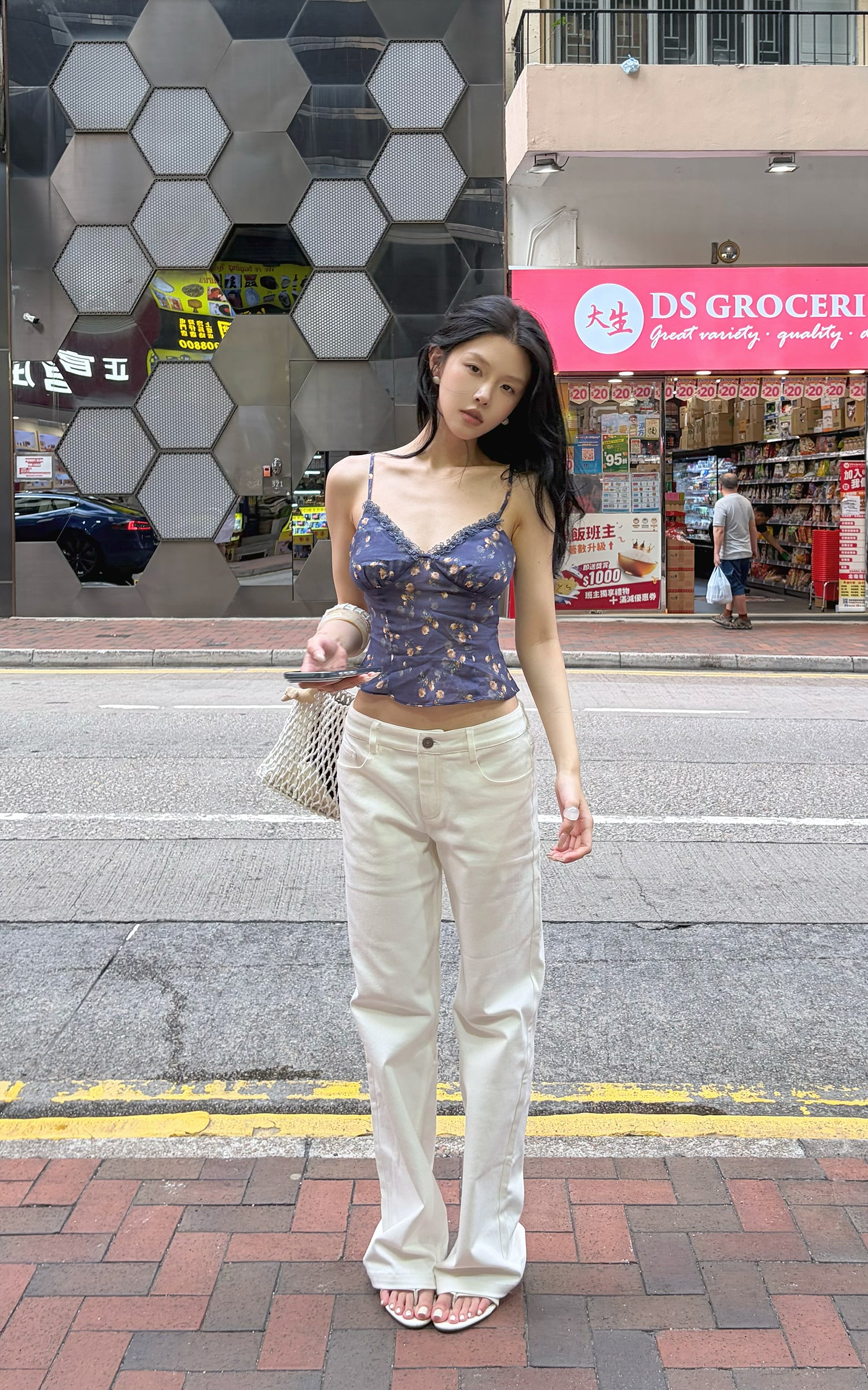 Hydrae Sheer Floral Lace Trim Corset Camisole Top
