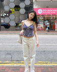 Hydrae Sheer Floral Lace Trim Corset Camisole Top