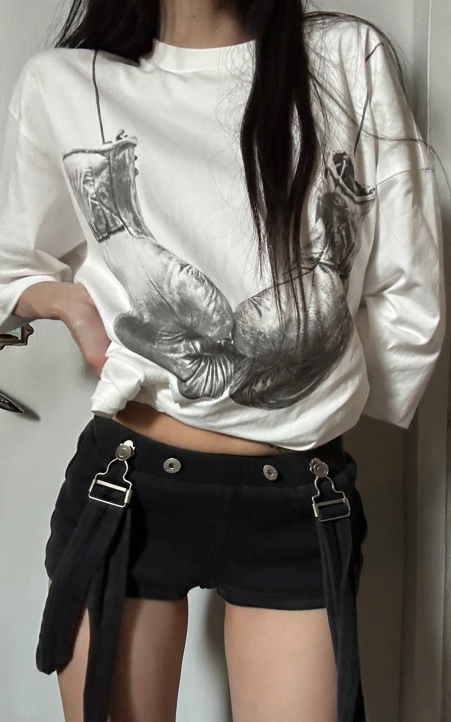 WARDEN EDGE ボクシンググローブ グラフィック オーバーサイズ Tシャツ