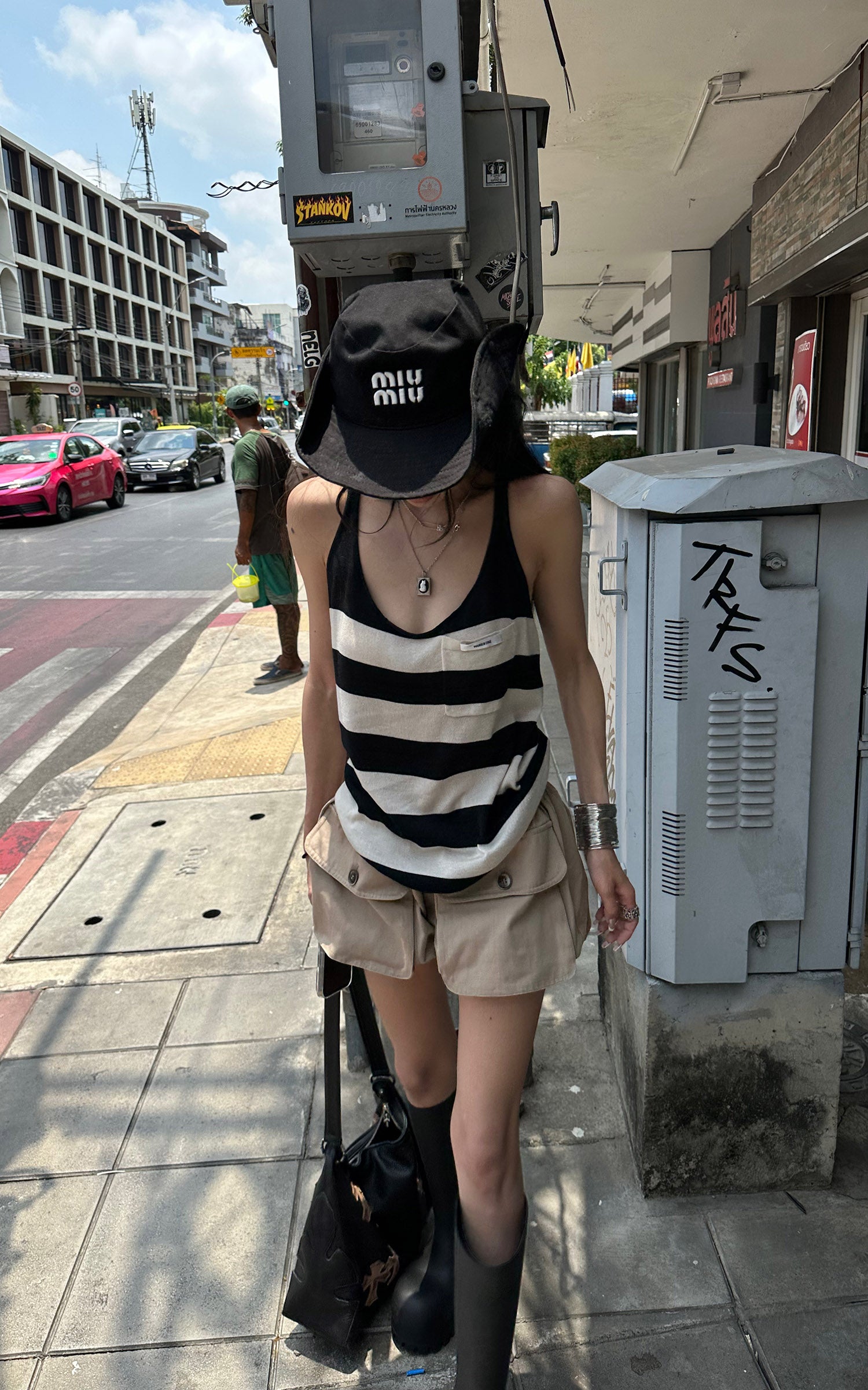 WARDEN EDGE Striped Knit Tank Top