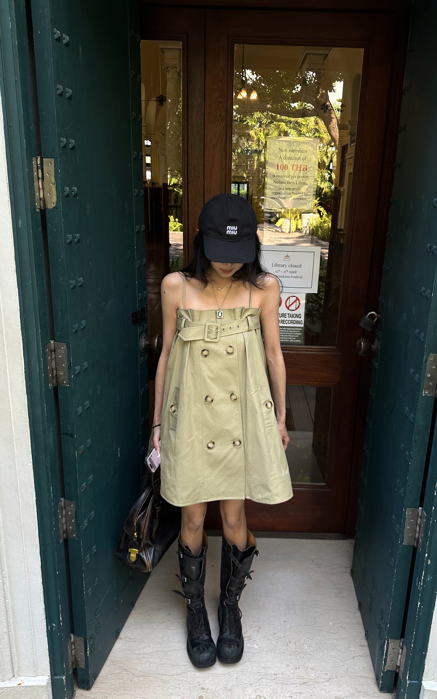 WARDEN EDGE Trench-Inspired Strap Mini Dress