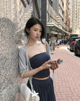 Hydrae Draped Jersey Halter Maxi Skirt Set