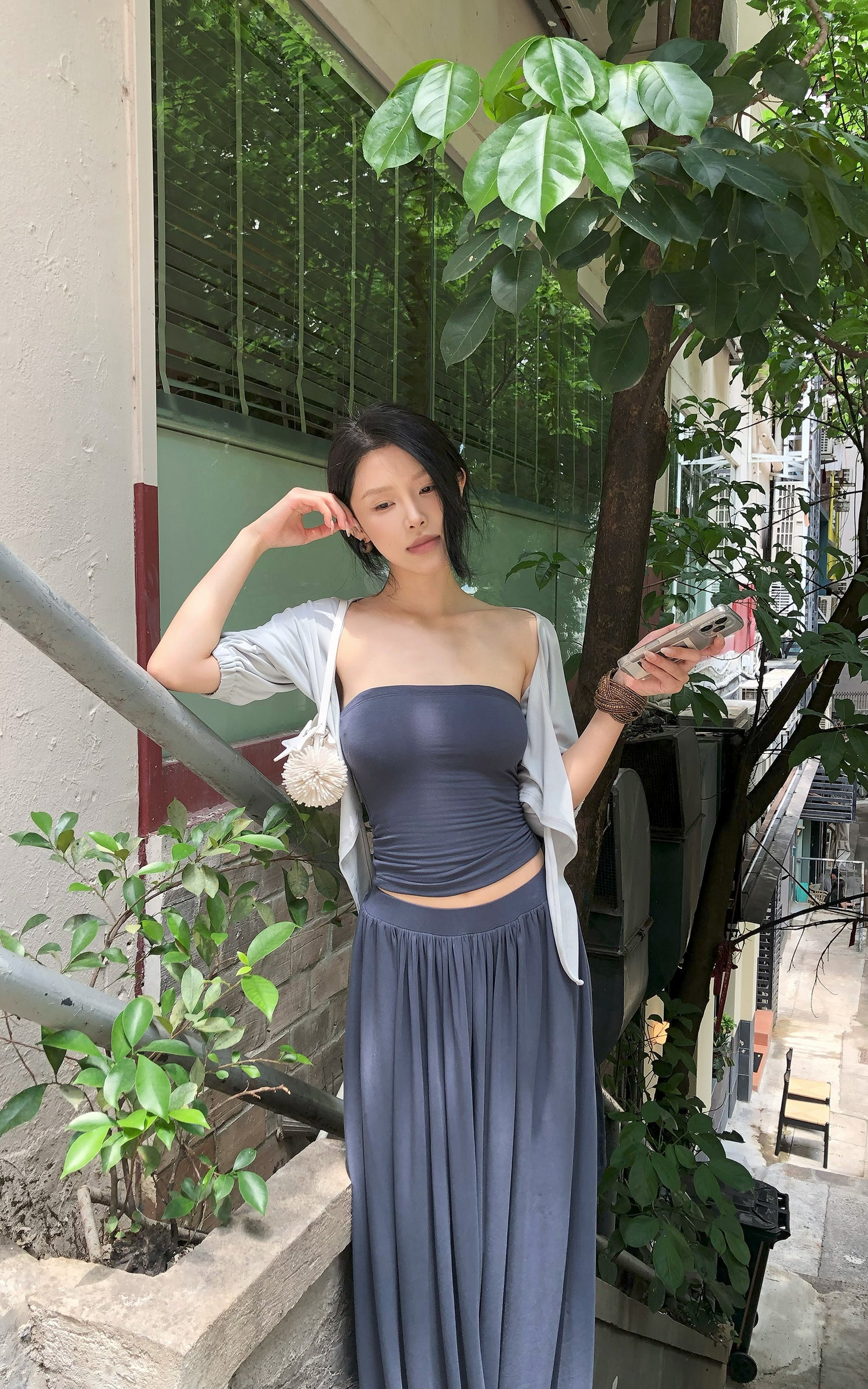 Hydrae Draped Jersey Halter Maxi Skirt Set