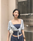 Hydrae Soft Tie Front Cropped Cardigan Top