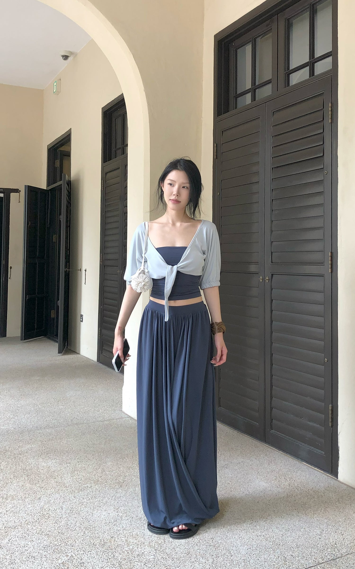 Hydrae Draped Jersey Halter Maxi Skirt Set