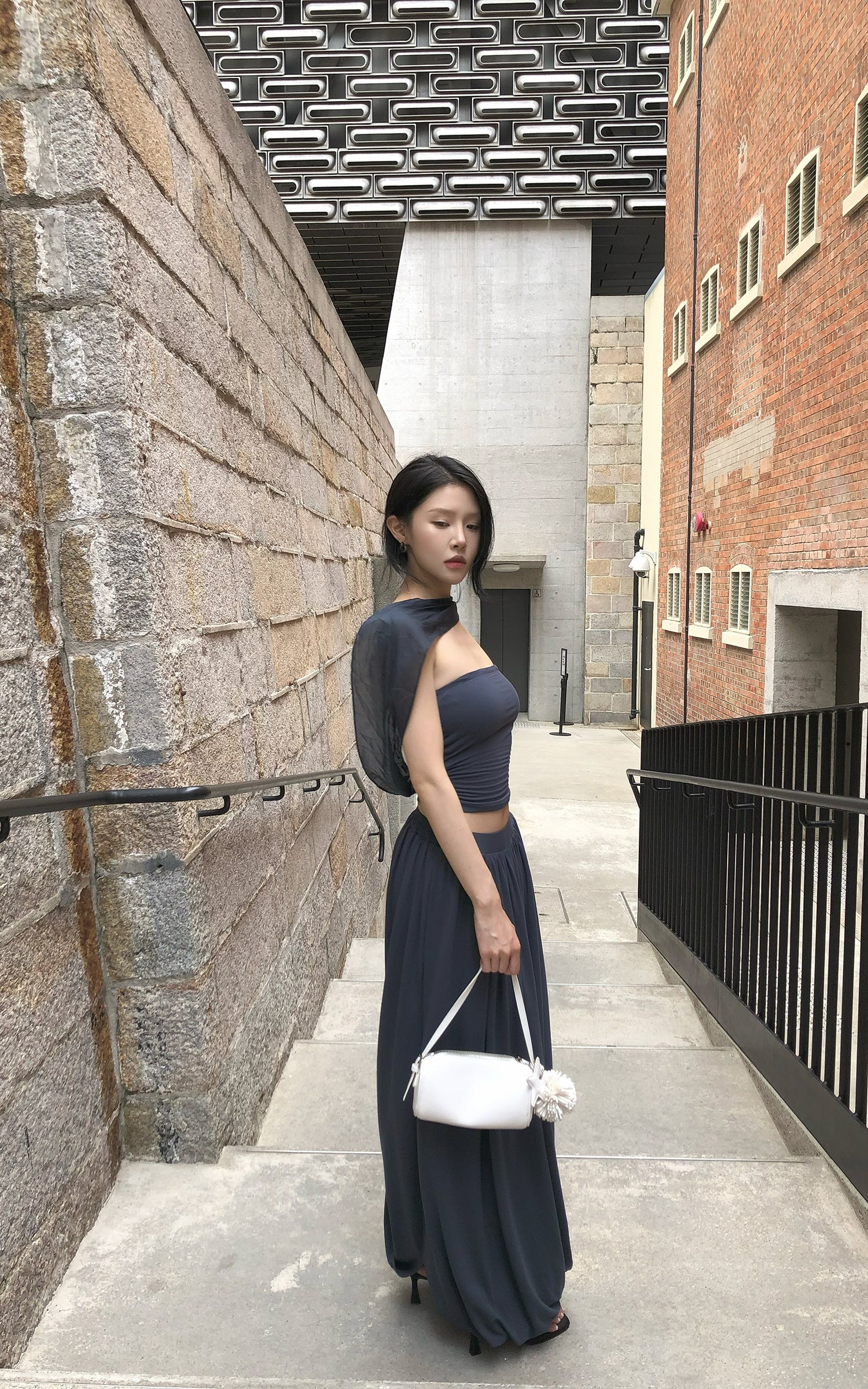 Hydrae Draped Jersey Halter Maxi Skirt Set