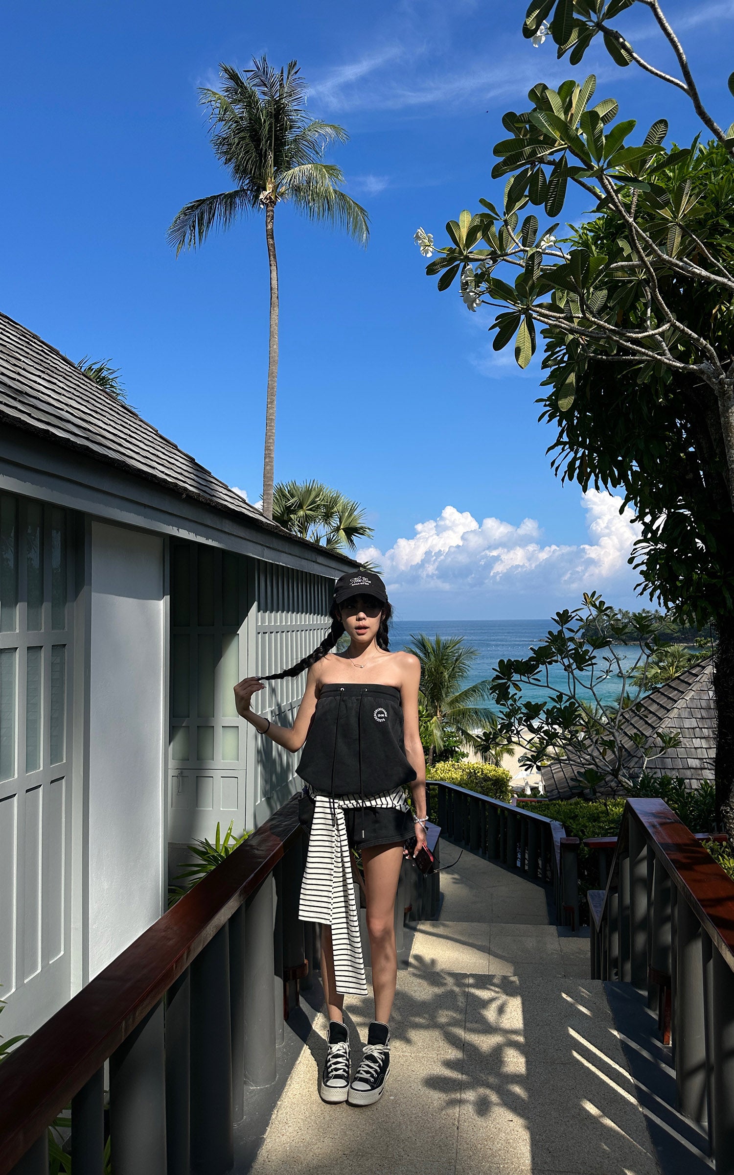 WARDEN EDGE Strapless Layered Shorts Set