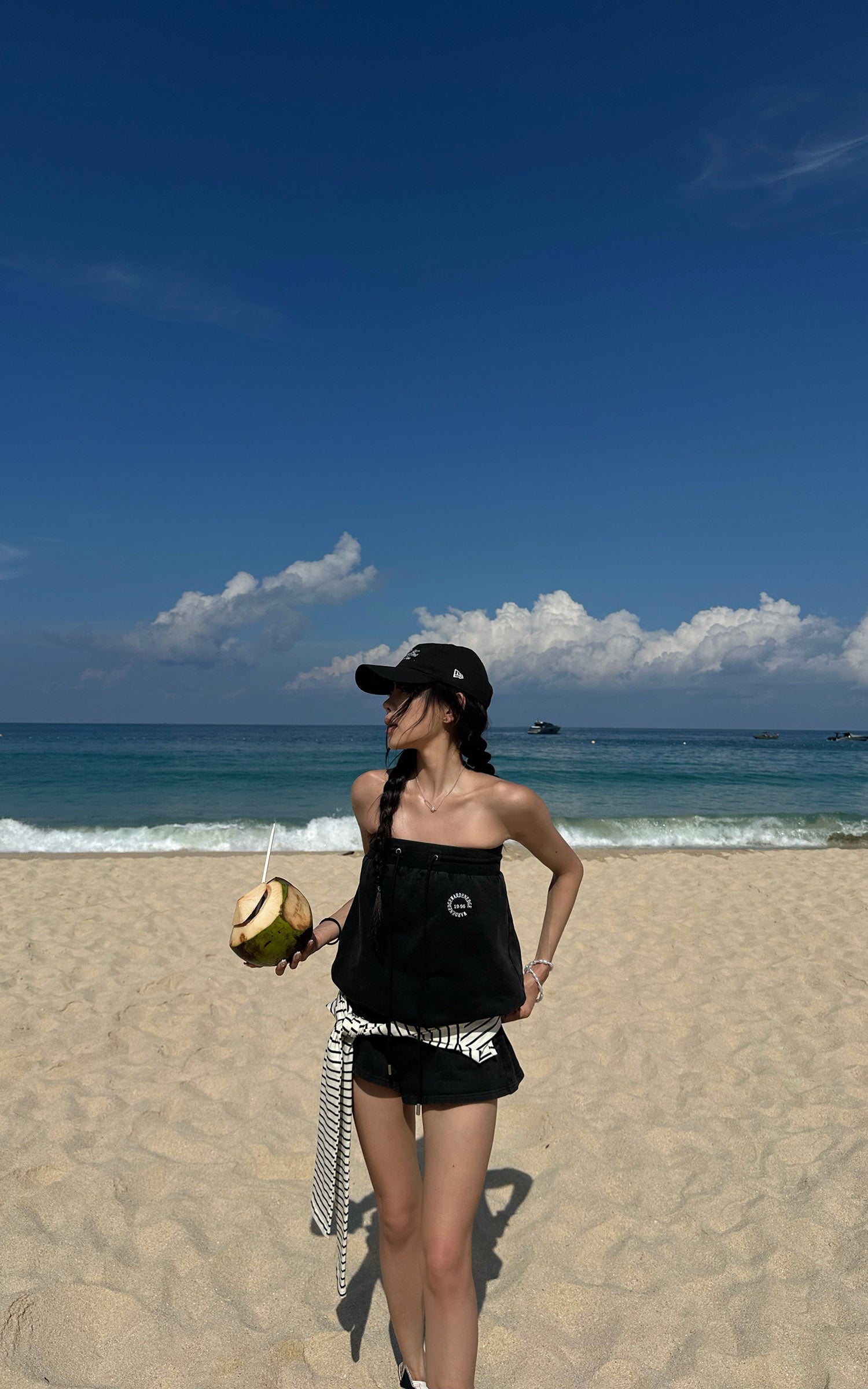 WARDEN EDGE Strapless Layered Shorts Set