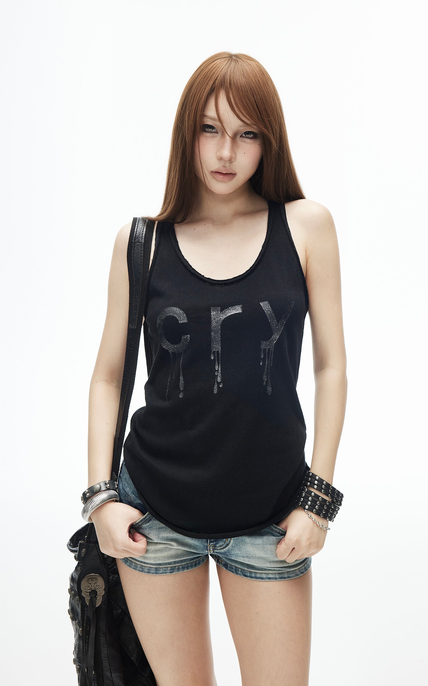 IAMXIAA “CRY” グラフィック シアー レーサーバック タンクトップ