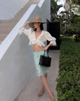 ROVENTE Jupe midi en tulle transparent à sequins menthe