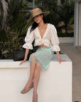 ROVENTE Jupe midi en tulle transparent à sequins menthe