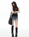 IAMXIAA Low Rise Vintage Wash Micro Denim Shorts