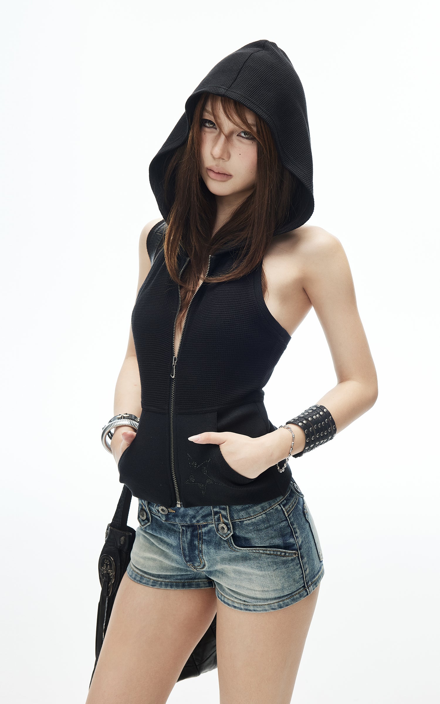 IAMXIAA Low Rise Vintage Wash Micro Denim Shorts
