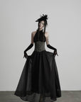 DOINDULGE Gathered Halter Corset Maxi Dress
