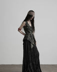 DOINDULGE Gothic Belted Waist Vest Top
