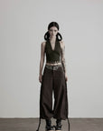 DOINDULGE Rhinestone Wide Leg Pants
