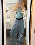 Rase le sol Distressed Wide-Leg Jeans