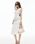 IAMXIAA Studded Ruched Square Neck Tee