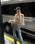Rase le sol Asymmetric Off-Shoulder Cropped Top