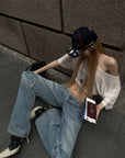 Rase le sol Distressed Washed Wide-Leg Jeans