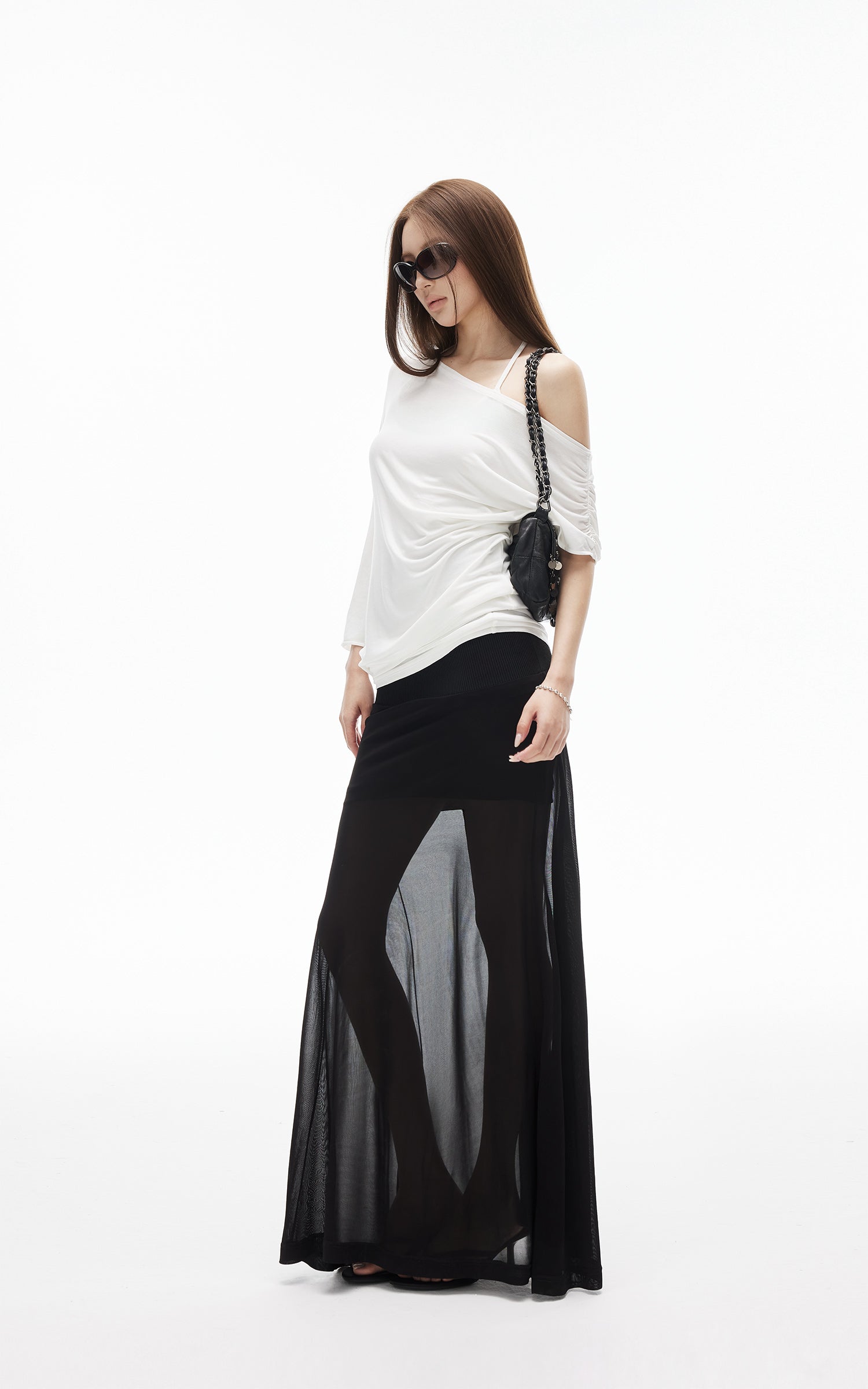 IAMXIAA Sheer Mesh Maxi Skirt