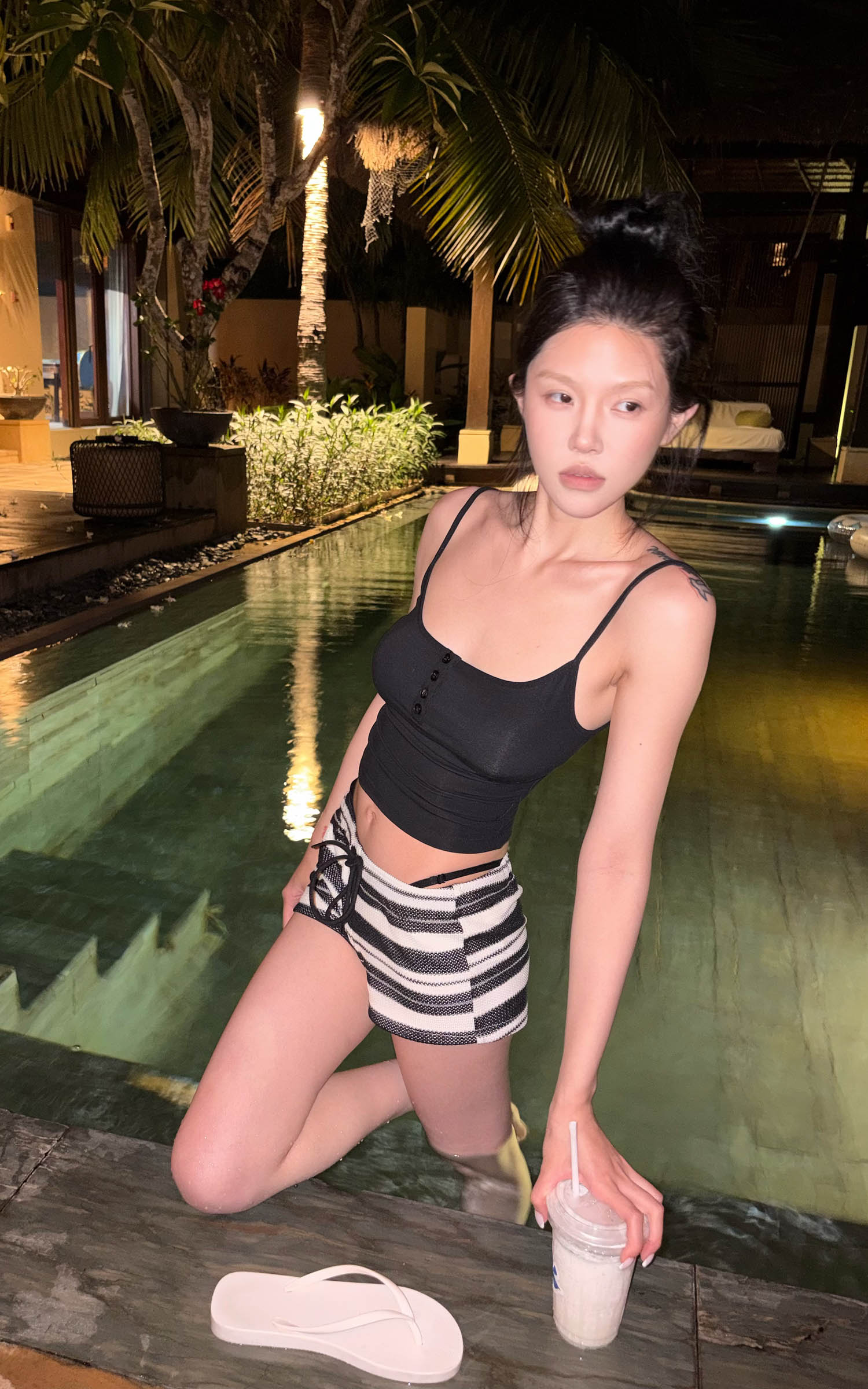 Hydrae Micro lounge en maille à rayures taille basse Short