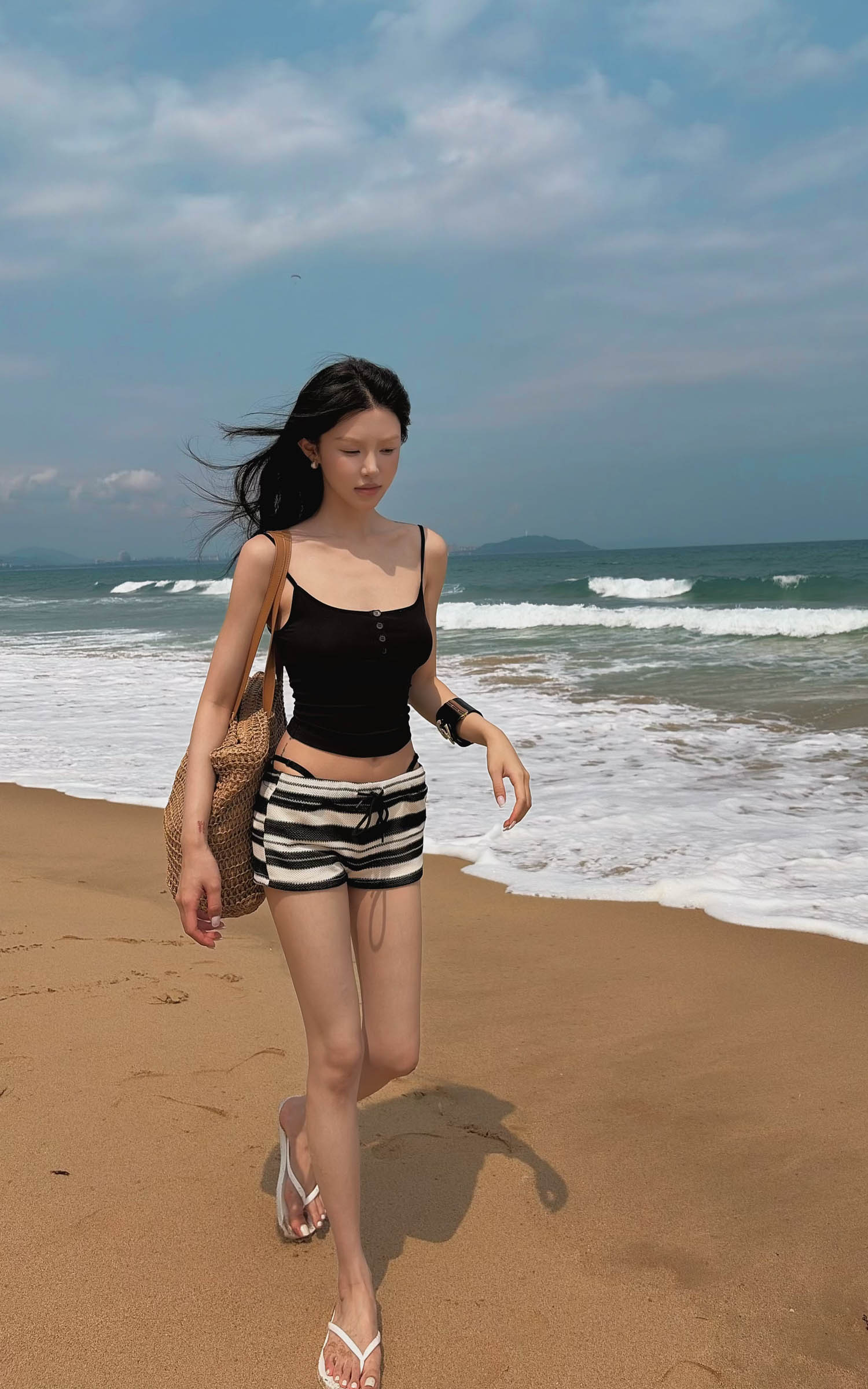 Hydrae Micro lounge en maille à rayures taille basse Short