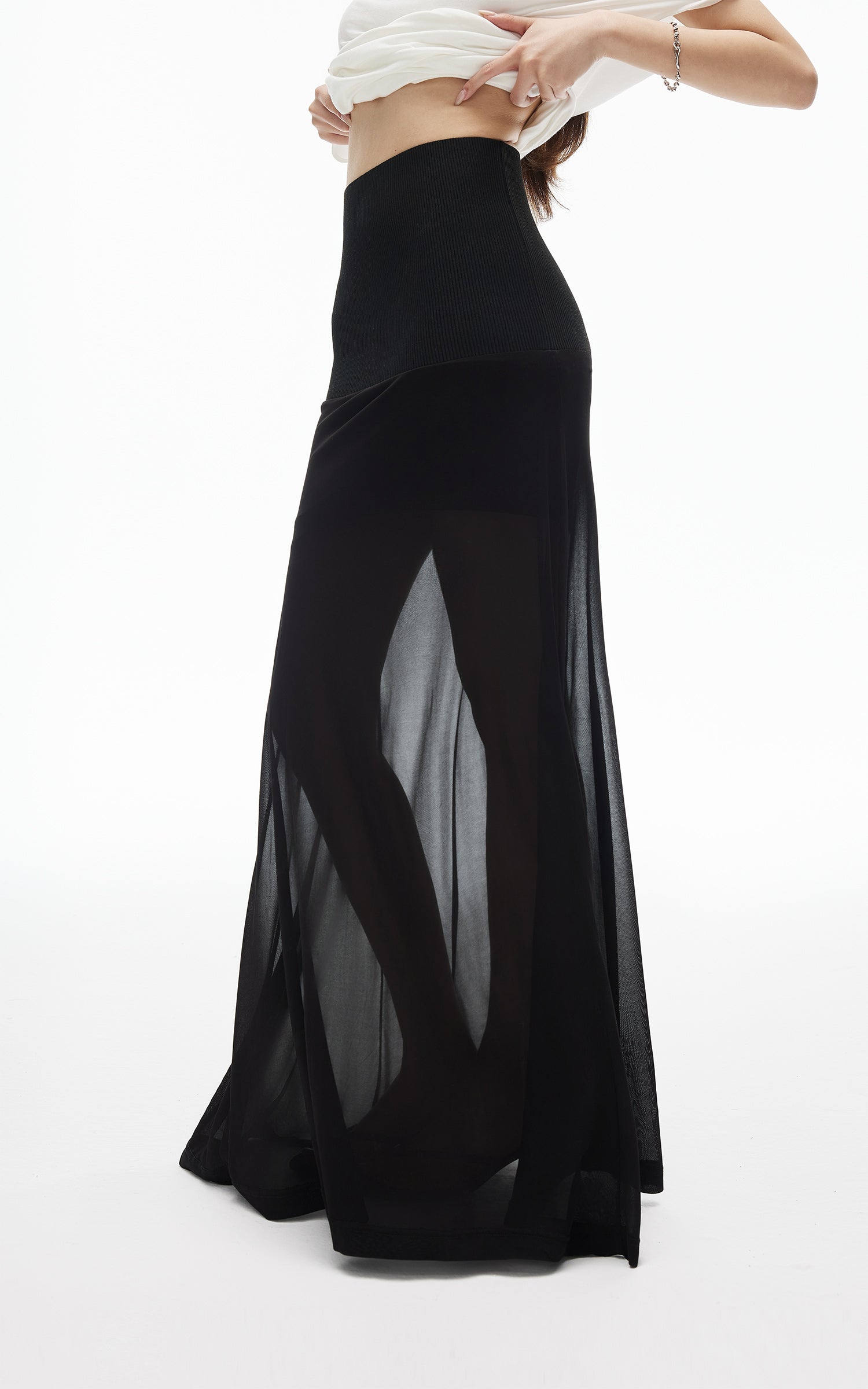 IAMXIAA Sheer Mesh Maxi Skirt