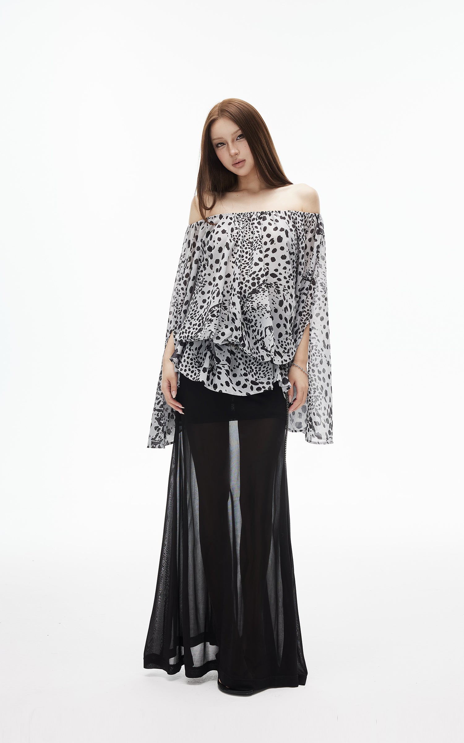 IAMXIAA Wild Muse Off-Shoulder Chiffon Top