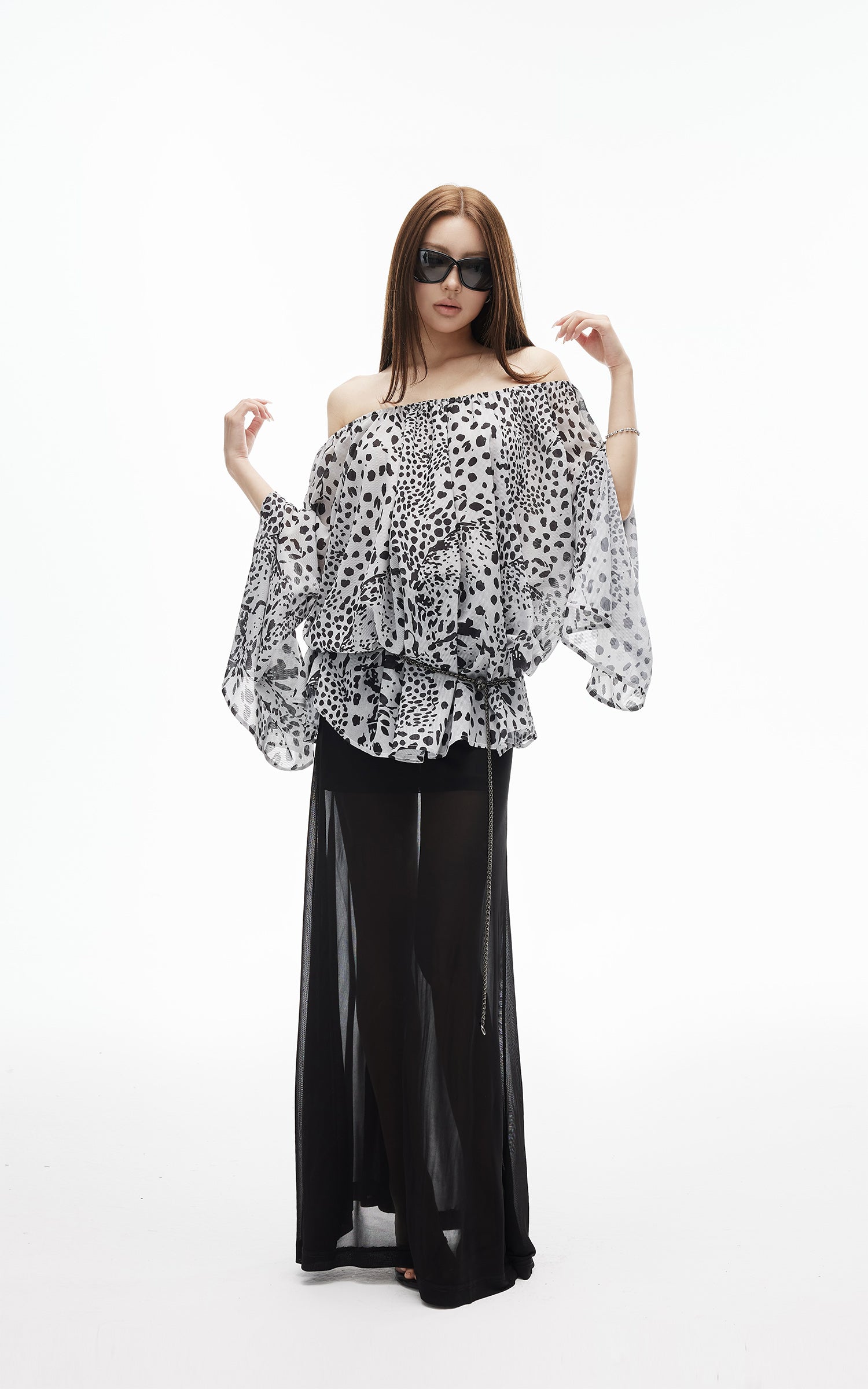 IAMXIAA Wild Muse Off-Shoulder Chiffon Top