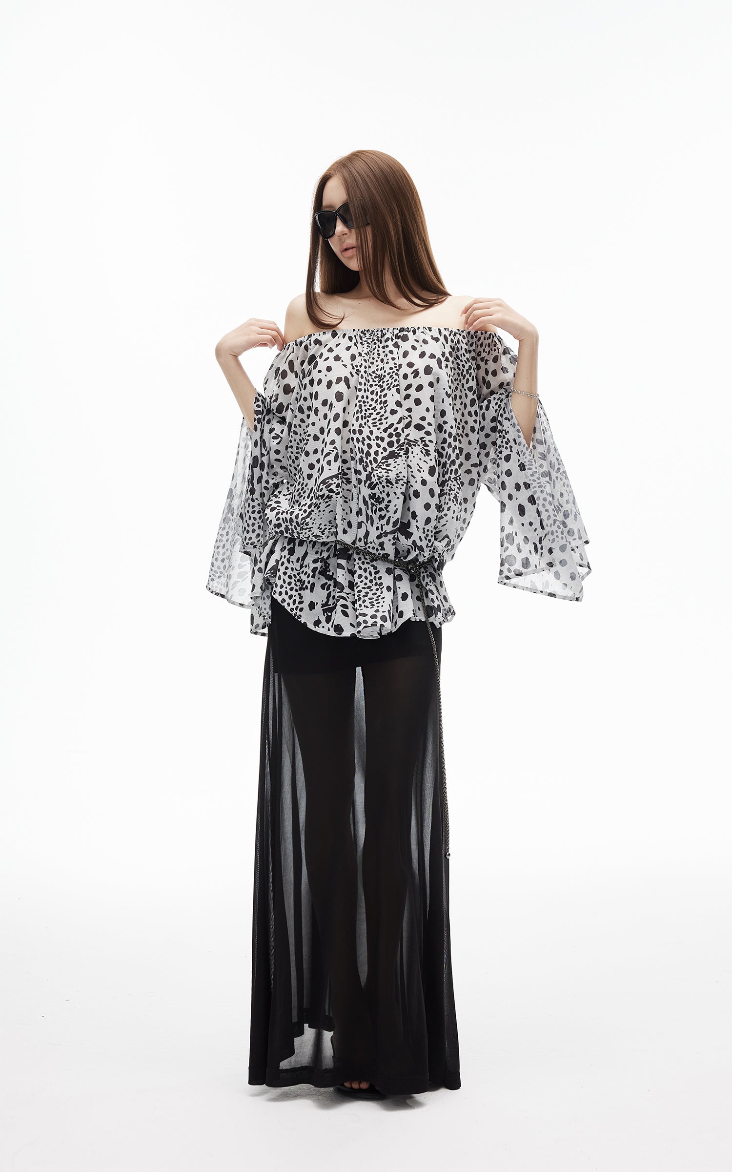 IAMXIAA Wild Muse Off-Shoulder Chiffon Top