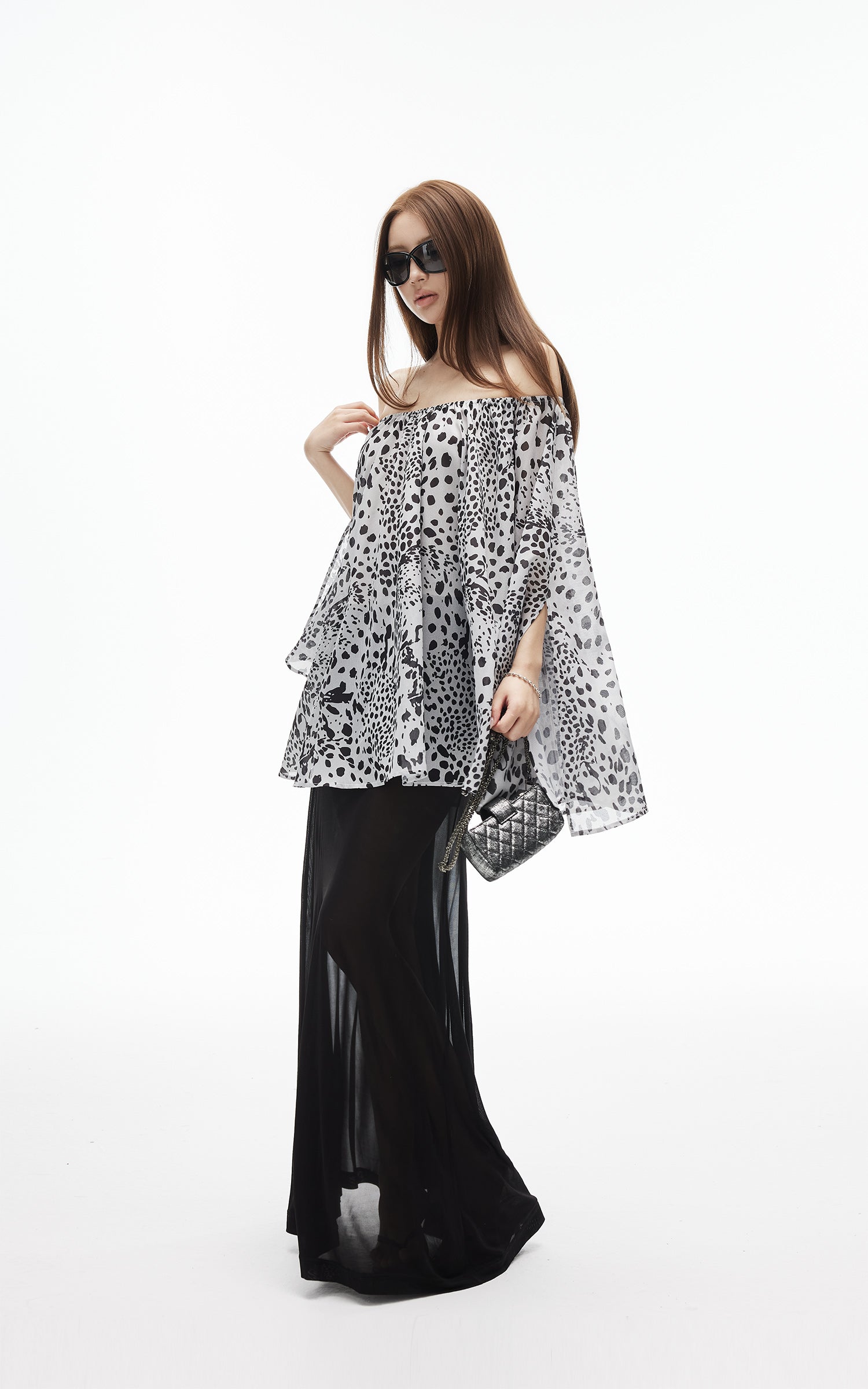 IAMXIAA Wild Muse Off-Shoulder Chiffon Top