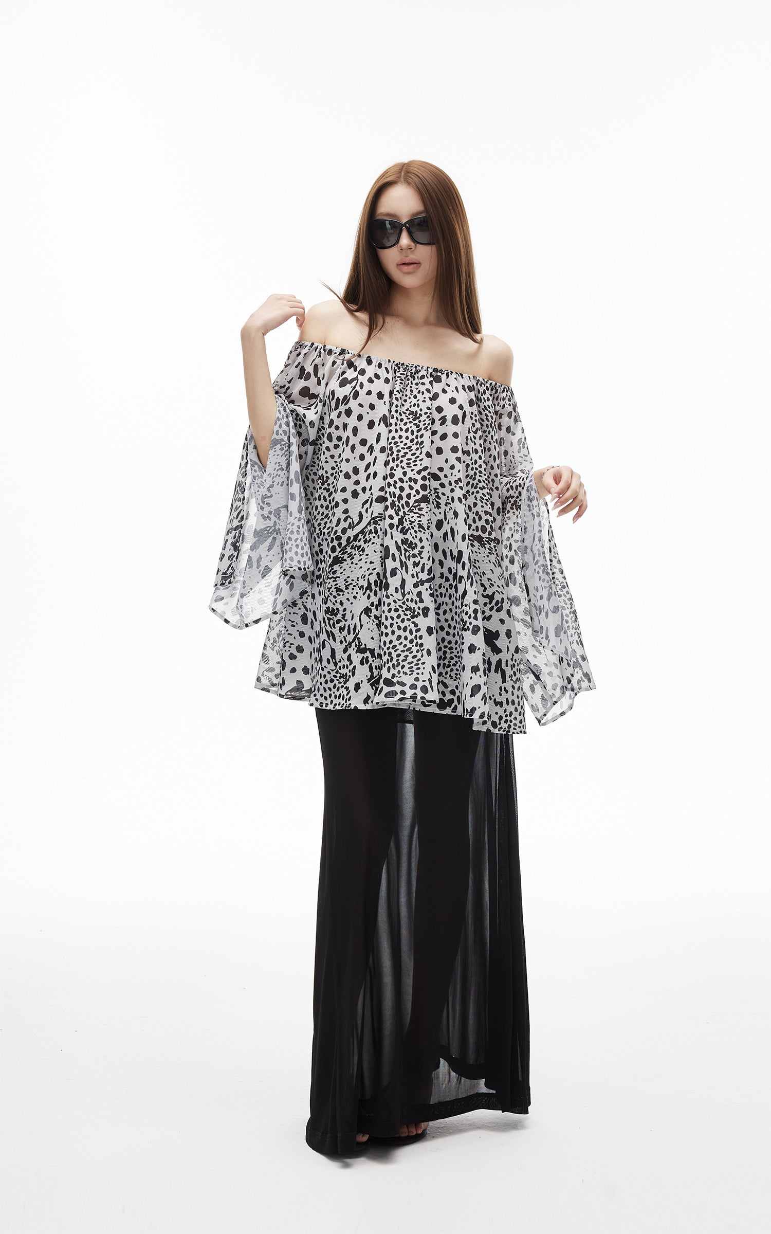 IAMXIAA Wild Muse Off-Shoulder Chiffon Top