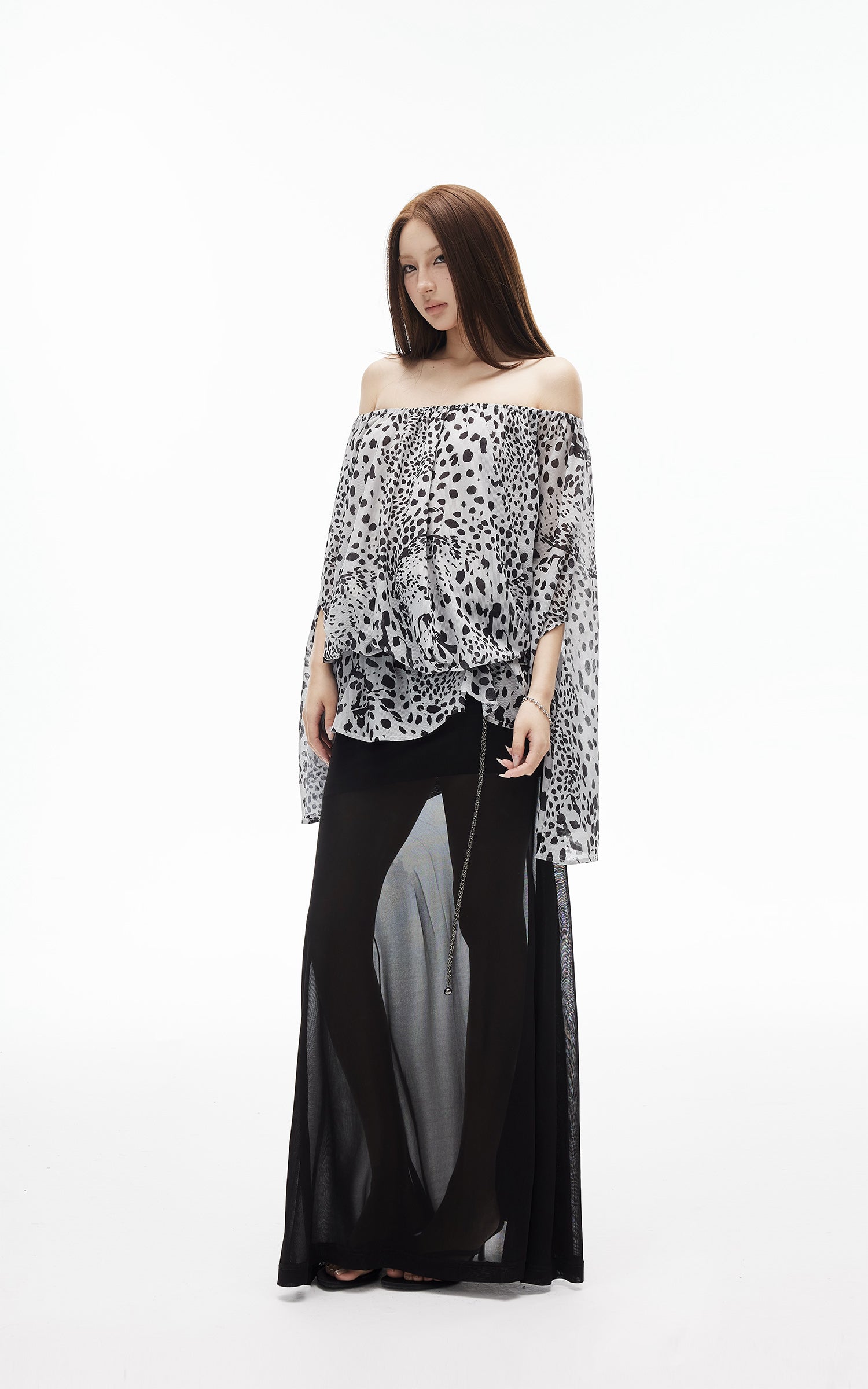 IAMXIAA Wild Muse Off-Shoulder Chiffon Top