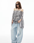 IAMXIAA Jean large taille basse délavé