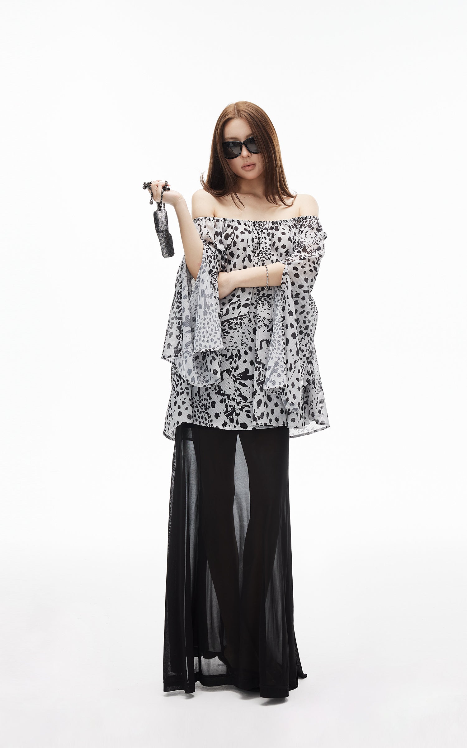 IAMXIAA Wild Muse Off-Shoulder Chiffon Top