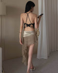 Hydrae Metallic Drape Mini Skirt