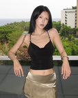 Hydrae Metallic Drape Mini Skirt