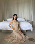 Hydrae Robe longue sirène en dentelle à dos nu