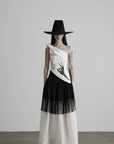 DOINDULGE One Shoulder Asymmetric Embroidered Top