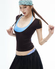 IAMXIAA Scoop Neck Tee & Halter Bra Top Set