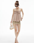 IAMXIAA Haut tube babydoll froncé en mousseline