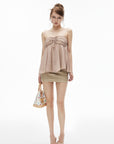 IAMXIAA Haut tube babydoll froncé en mousseline
